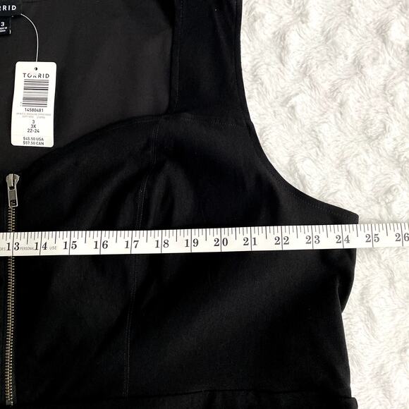 NEW Torrid Deep Black Peplum Bengaline Zipper Front Classic Tank Top 3X - Picture 8 of 9